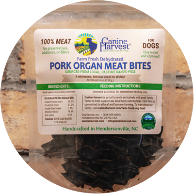 Canine Harvest's Dehydrated Pork Organ Meat Bites