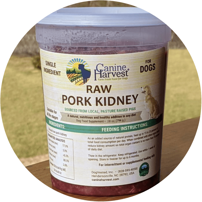 canine harvest raw pork kidney for dogs