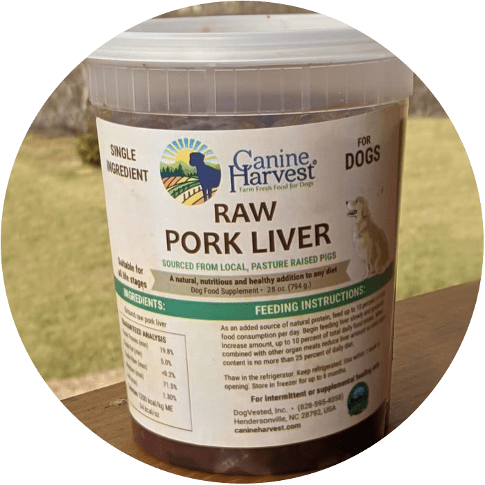 canine harvest raw pork liver for dogs